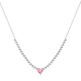 Shine Silver Necklace, White Rhodium, Natural Purple Chalcedony + Love Gift